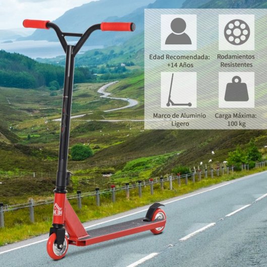 Homcom Patinete para Acrobacias Rojo