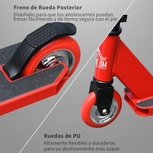Homcom Patinete para Acrobacias Rojo