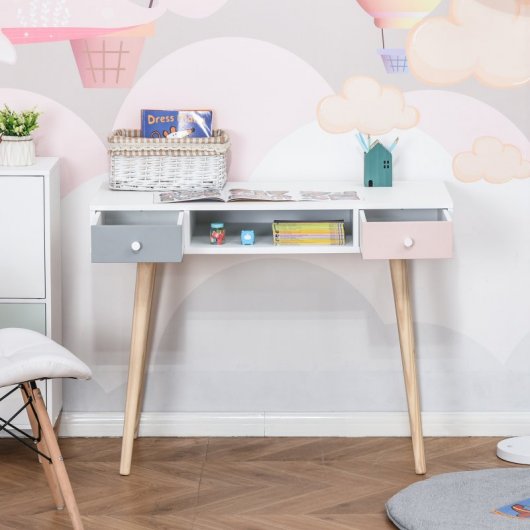 Homcom Mesa de Escritorio Infantil 100x48x76.5cm Tricolor