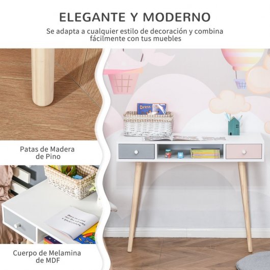 Homcom Mesa de Escritorio Infantil 100x48x76.5cm Tricolor