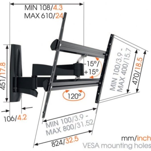 Vogels WALL 3450 Soporte para TV 55"-100" VESA 800x450 Máx 55Kg