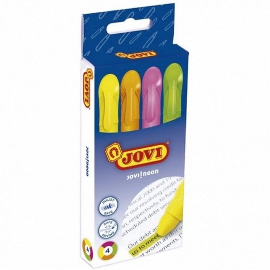 Jovi 1810 Boite de 4 Feutres Fluorescents Néon Couleurs Assorties