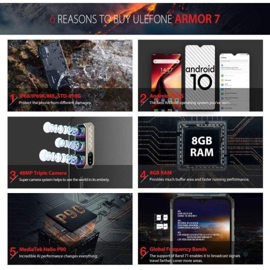 Ulefone Armor 7 4G 8GB 128GB 6.3" Negro