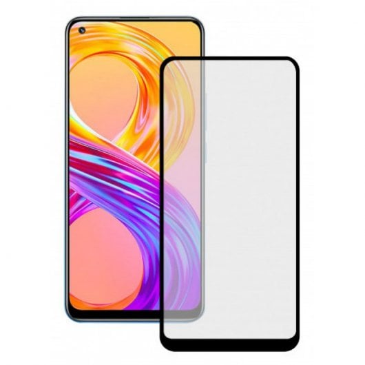 Ksix Cristal Templado 9H Full Glue 2.5D Borde Negro para Realme 8/ 8 PRO