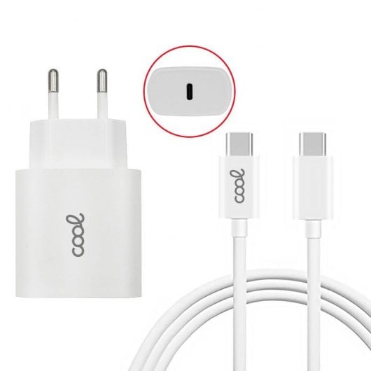 Cool Cargador de Red USB Tipo-C PD 20W + Cable Tipo-C 1.2m