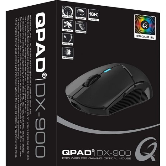 QPad DX900 Souris de jeu sans fil 16 000 DPI Noir