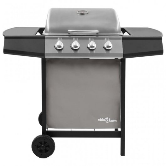 VidaXL Barbacoa de Gas con 4 Fogones Negro/Plateado