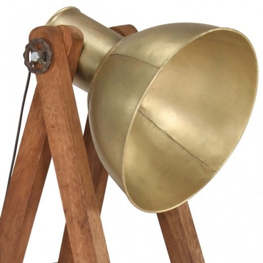 VidaXL Lámpara de Pie Madera Maciza E27 Dorada