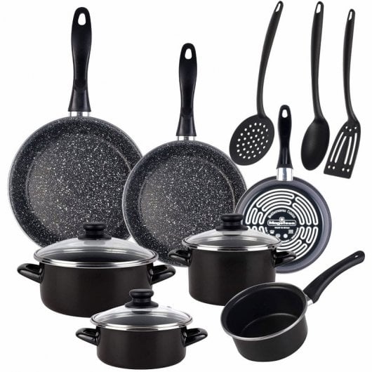 Magefesa Kenia Batería de Cocina 7 Piezas + Set de 3 Sartenes + 3 Utensilios