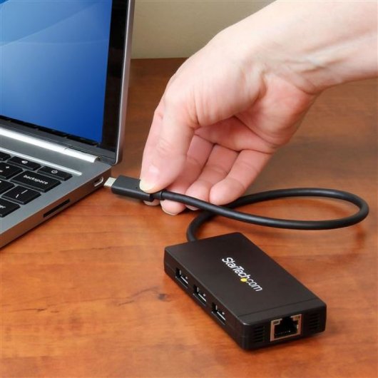 StarTech.com Hub USB-C à 3 ports avec Gigabit Ethernet - USB-C vers 3x USB-A - USB 3.0 - 5Gbps - Adaptateur d'alimentation inclus