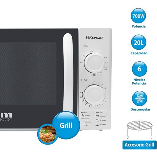 Micro-ondes TM Electron Easywave avec Grill 20L 700W Blanc