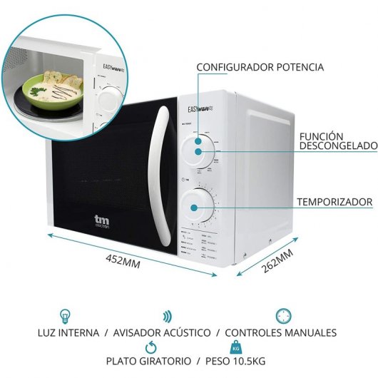 Micro-ondes TM Electron Easywave avec Grill 20L 700W Blanc