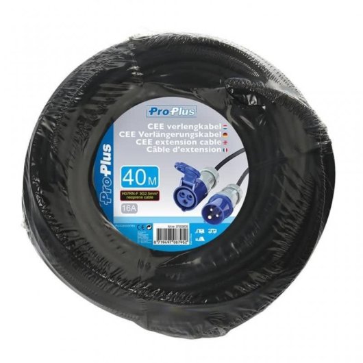 ProPlus Cable Extensión de Alimentación CEE 40m Negro/Azul