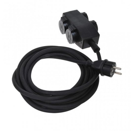 ProPlus Cable Extensión de Alimentación 4 Tomas Schuko 5m Negro