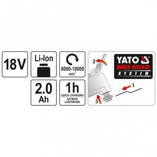 Yato Multiherramienta Oscilante con Batería de Ion-Litio 2.0Ah 18V