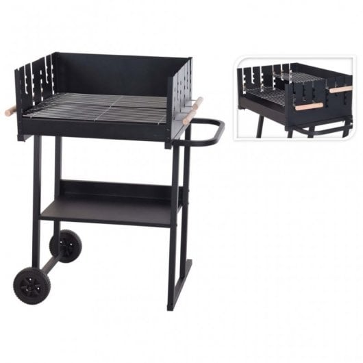 ProGarden Barbacoa de Carbón Rectangular Negra