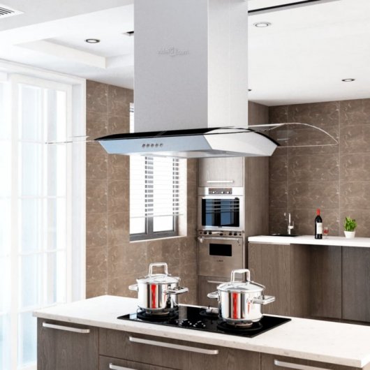 VidaXL Campana Decorativa 90cm D Acero Inoxidable/Cristal Templado