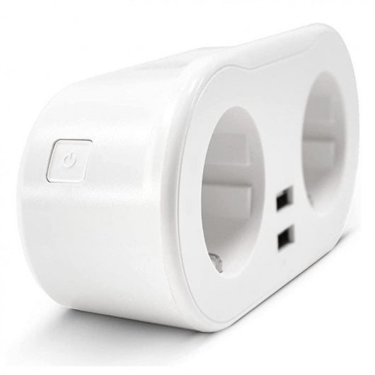 Garza Smarthome Enchufe Inteligente WiFi 2 Tomas + 2 Puertos USB