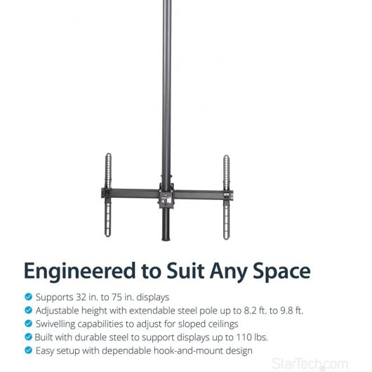 StarTech FPCEILPTBLP Suporte de Teto para TV 32"/75" VESA 600x400 Máx 50Kg