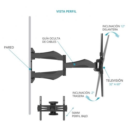Supporto TV inclinabile/girevole TM Electron 32"/60" VESA 400x400 Max 30 kg