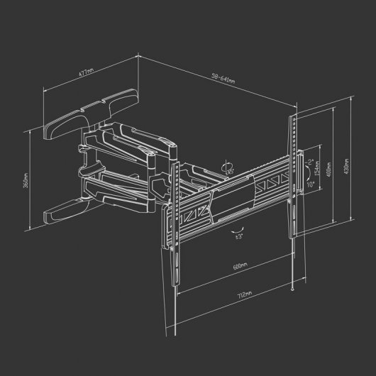 Supporto TV inclinabile/girevole TM Electron 32"/65" VESA 600x400 Max 50Kg