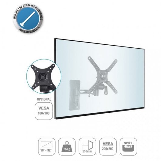 TM Electron neig-/schwenkbare TV-Halterung, 10 Zoll/32 Zoll, VESA 200 x 200, max. 25 kg