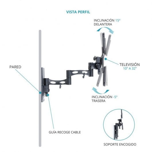 TM Electron Soporte Inclinable/Giratorio para TV 10"/24" VESA 200x200 Max 20Kg