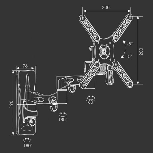 TM Electron Soporte Inclinable/Giratorio para TV 10"/24" VESA 200x200 Max 20Kg
