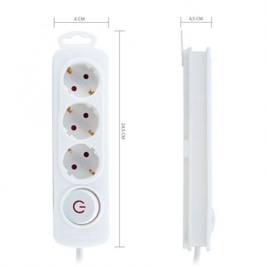 TM Electron Regleta 3 Tomas con Protección Blanco