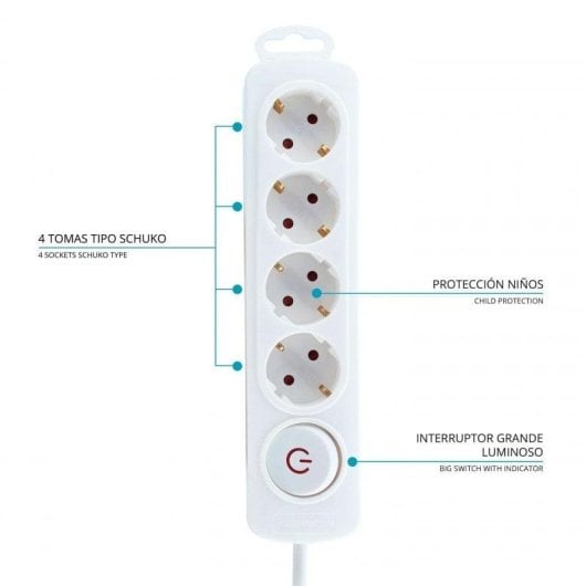 TM Electron Regleta 4 Tomas con Protección Blanco