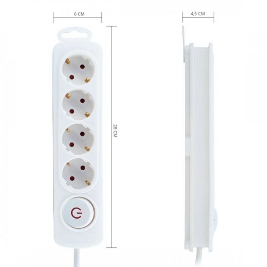 TM Electron Regleta 4 Tomas con Protección Blanco