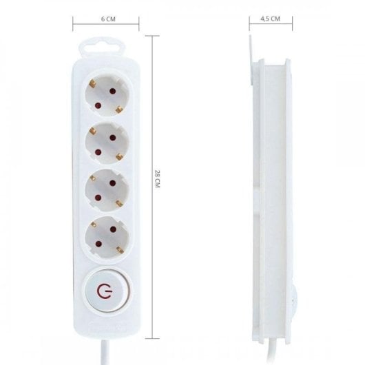 TM Electron Regleta 4 Tomas con Protección Blanco