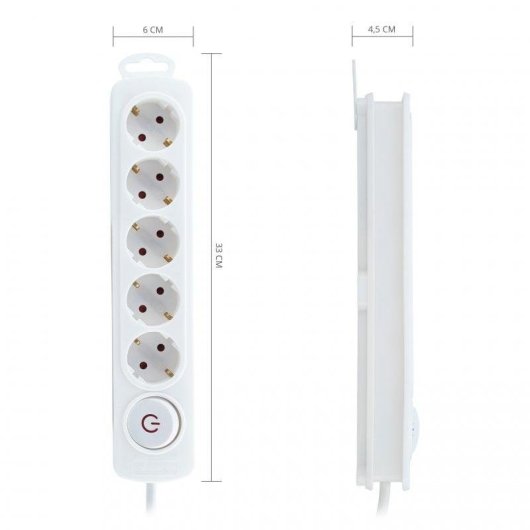 TM Electron Regleta 5 Tomas con Protección Blanco