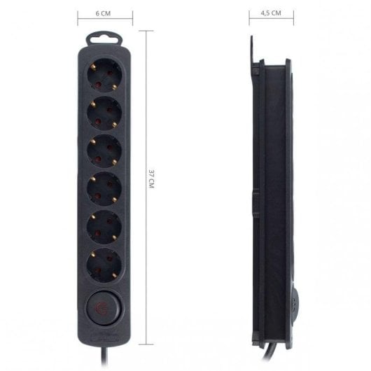 Multiprise TM Electron 6 Prises avec Protection Enfant Interrupteur Noir