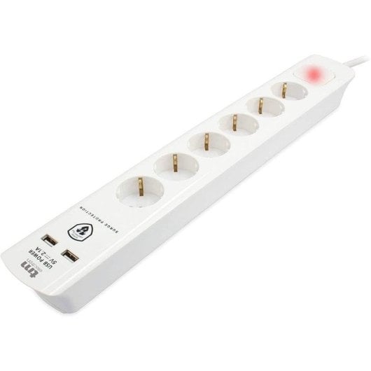Multipresa TM Electron 6 prese 2 USB protezione sovratensione interruttore 1,4 m