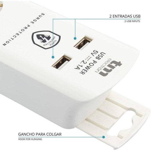 Multipresa TM Electron 6 prese 2 USB protezione sovratensione interruttore 1,4 m
