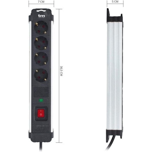 Multiprise TM Electron 4 Prises Protection contre Surtension Interrupteur Sécurité Enfant 1,4 m Noir