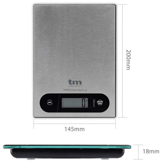 TM Electron Balança de Cozinha 5Kg Aço Inoxidável