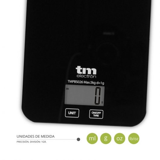 TM Electron Báscula de Cocina 5Kg Negra