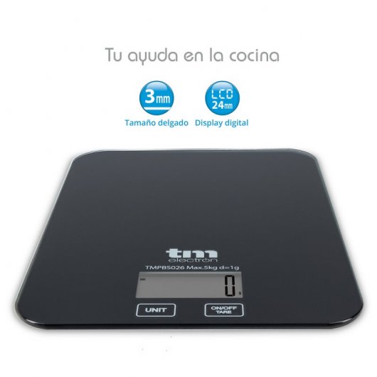 TM Electron Báscula de Cocina 5Kg Negra