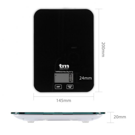 TM Electron Báscula de Cocina 5Kg Negra