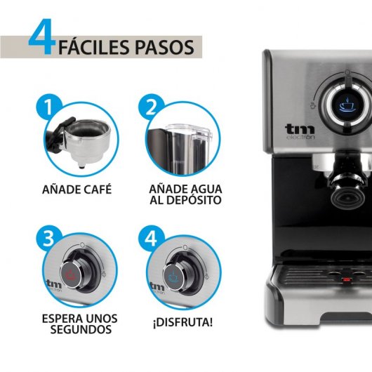 TM Electron Cafetera Espresso 15 Bares Inox