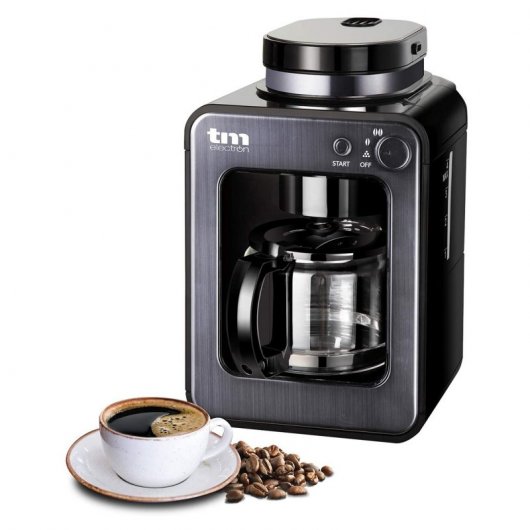 TM Electron Mini Cafetera de Goteo con Molinillo 4 Tazas 600W Gris
