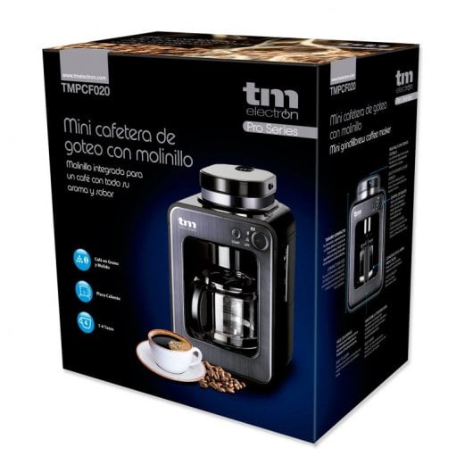 TM Electron Mini Cafetera de Goteo con Molinillo 4 Tazas 600W Gris