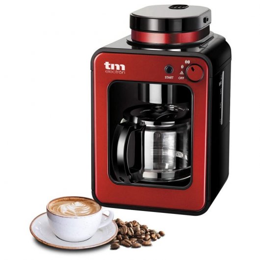 TM Electron Mini Cafetera de Goteo con Molinillo 4 Tazas 600W Roja