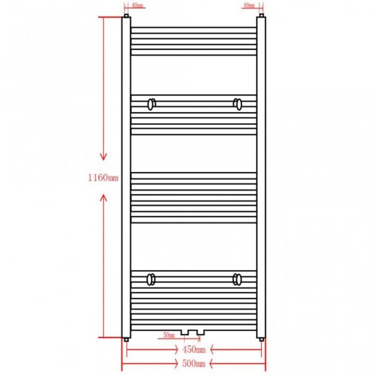 VidaXL Radiateur Sèche-Serviettes Droit 500x1160mm Noir