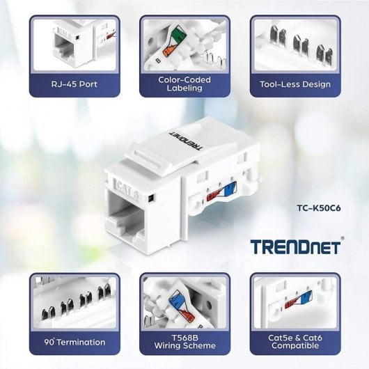 Trendnet TC-K50C6 Pack 50 Módulos Keystone Cat. 5/5e/6 Blancos