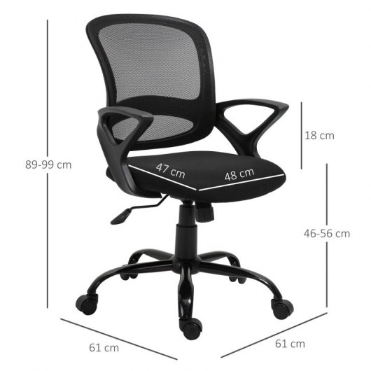 Vinsetto Silla de Oficina Malla Negro
