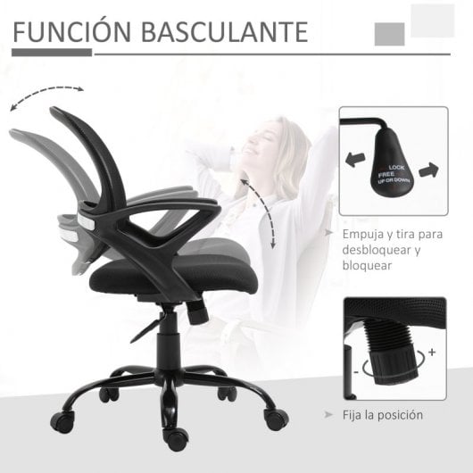 Vinsetto Silla de Oficina Malla Negro