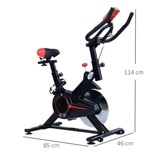 HomCom Bicicleta Estática Negro/Rojo